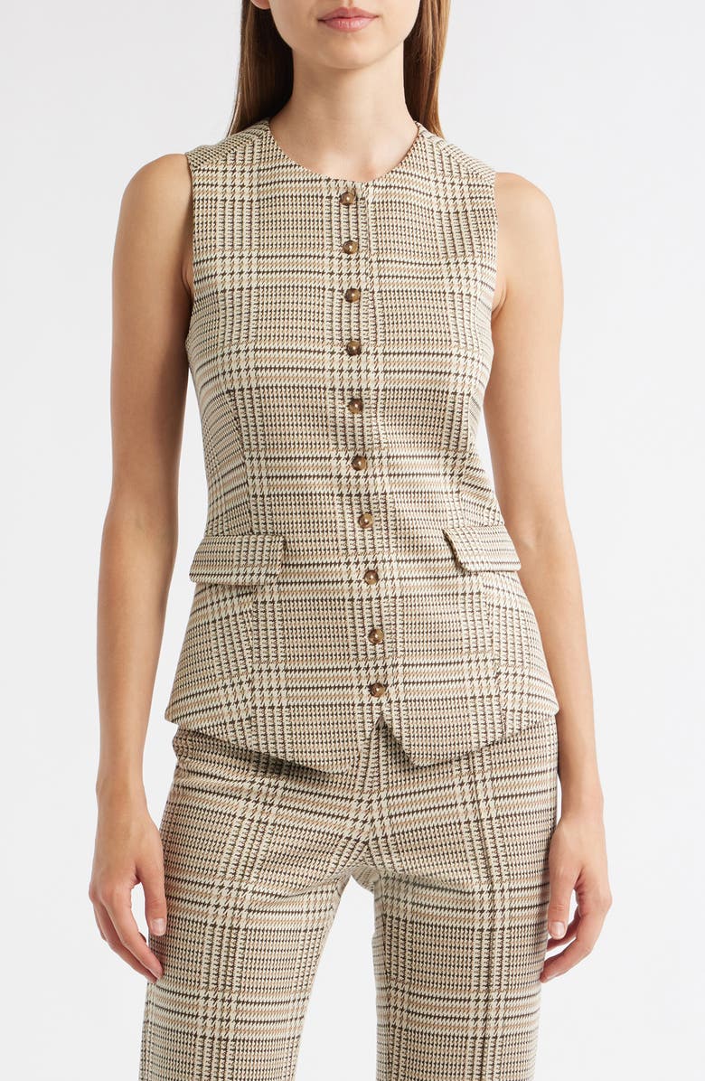 rag & bone Irina Ponte Longline Vest, Main, color, Tan Multi