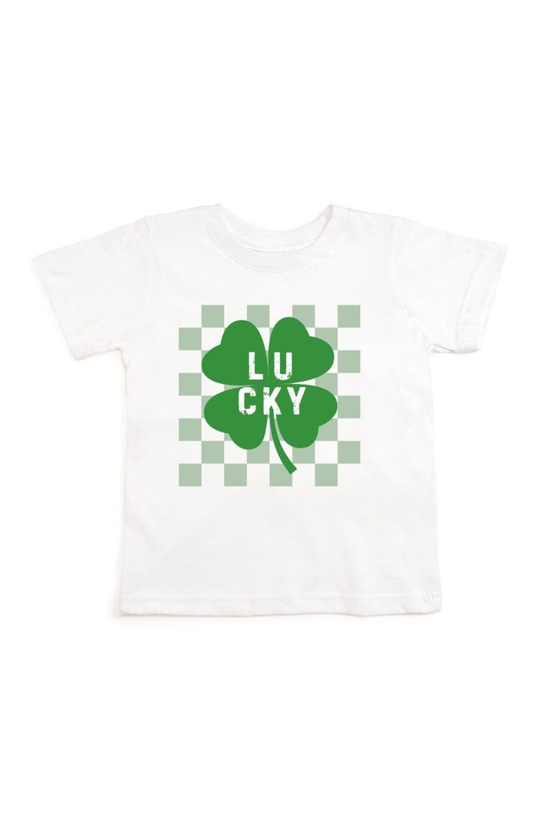 Sweet Wink Lucky Shamrock Checkered St. Patrick's Day Short Sleeve T-Shirt, Main, color, 