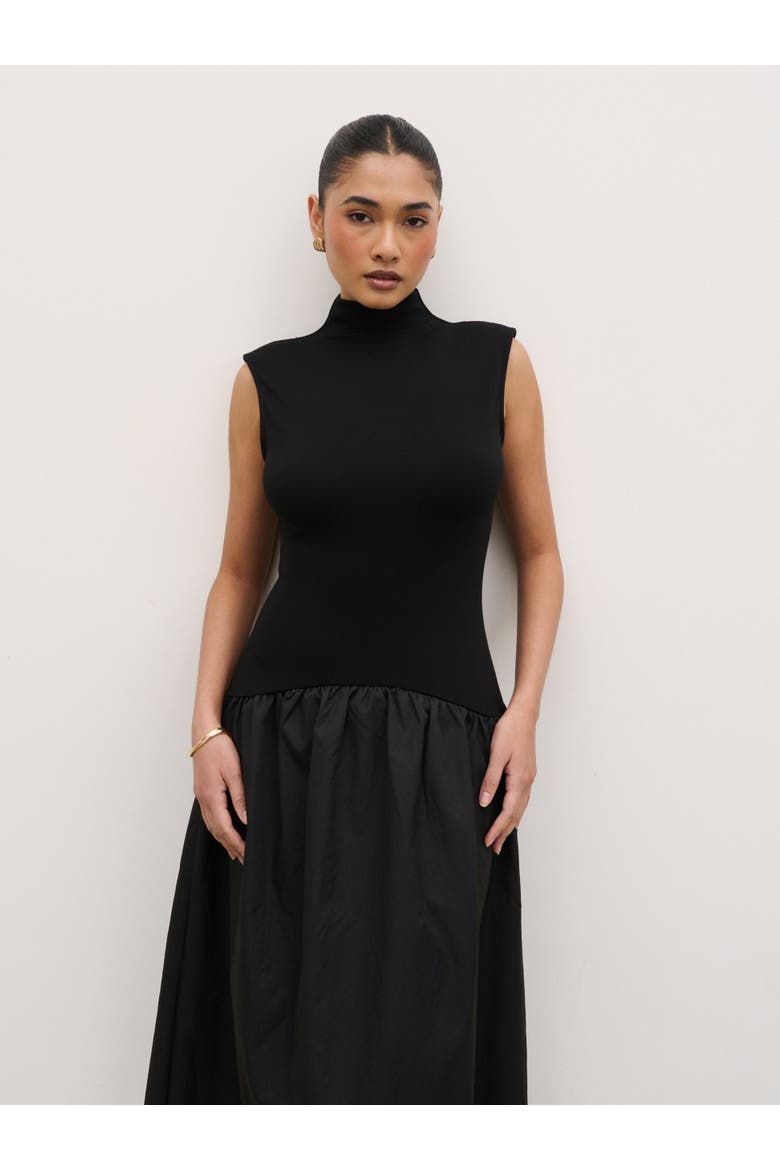 Naia Drop Waist Sleeveless Midi Dress, Alternate, color, Black