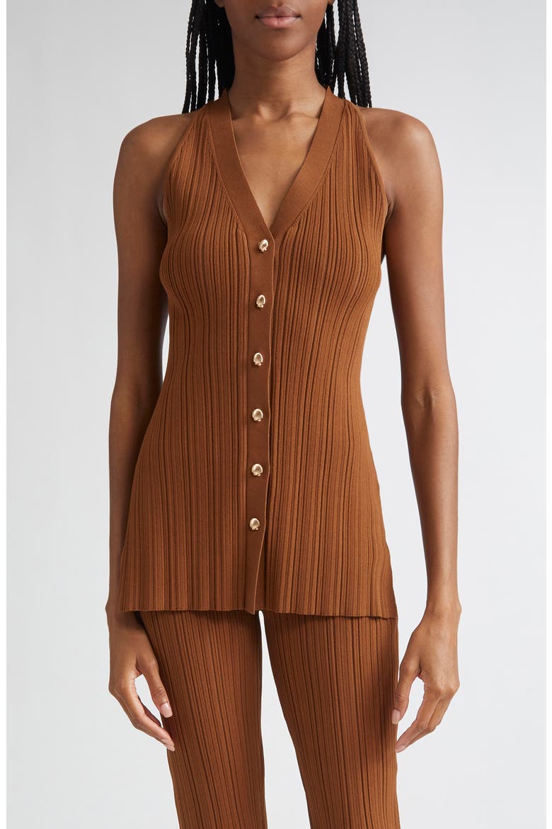 Dax Variegate Rib Sweater Vest, Main, color, DARK WHISKY