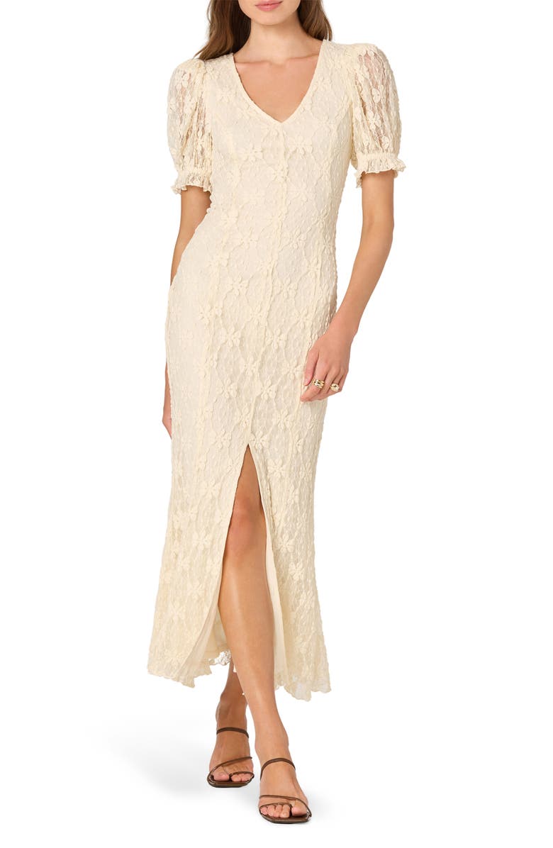 ASTR the Label Puff Sleeve Lace Knit Dress, Main, color, Cream