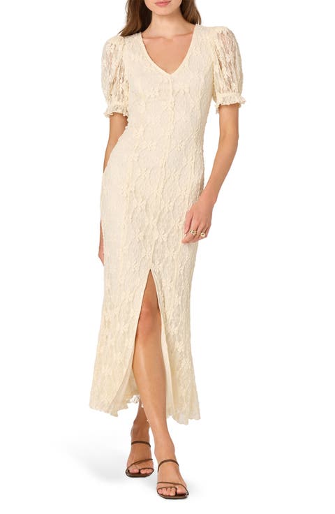 Puff Sleeve Lace Knit Dress