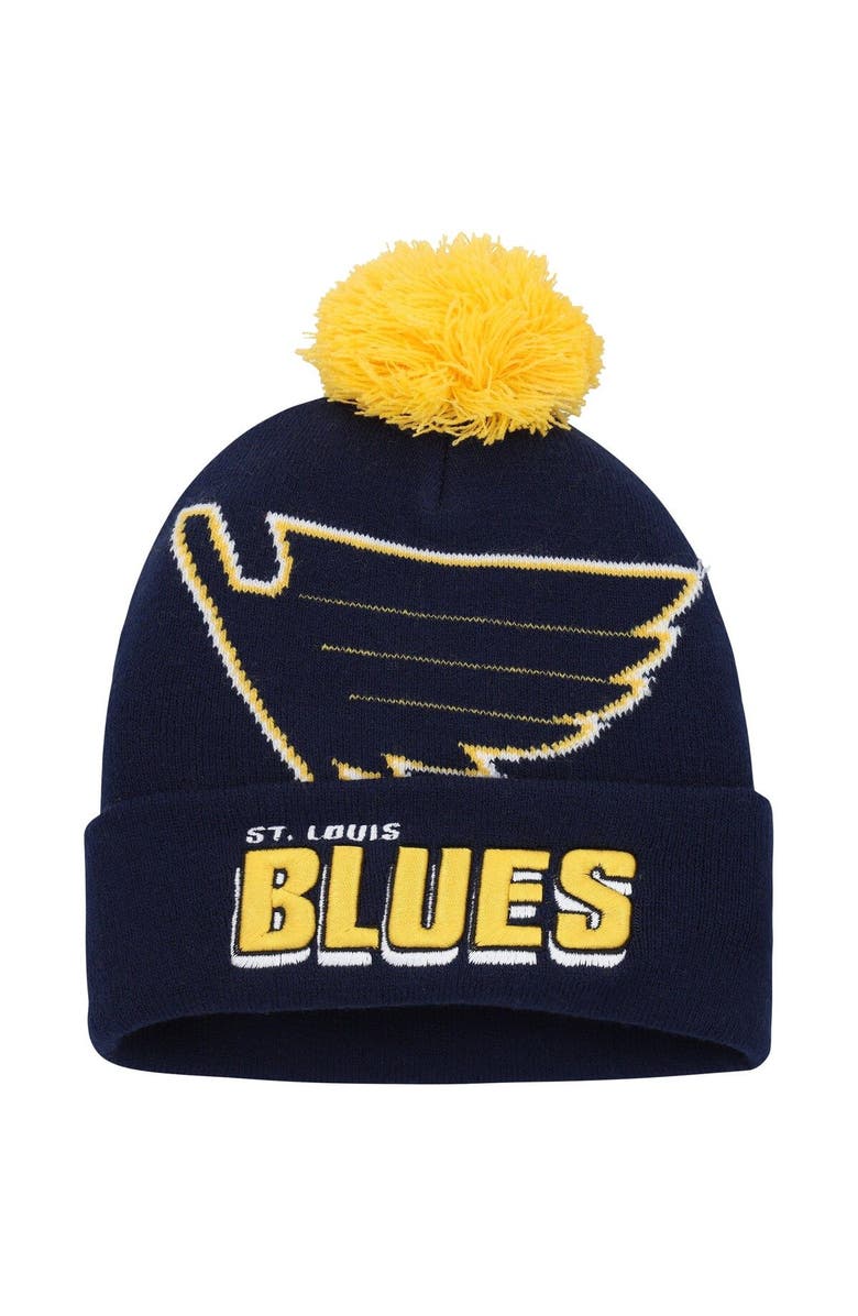 Mitchell & Ness Men's Mitchell & Ness Blue St. Louis Blues Punch Out Cuffed Knit Hat with Pom, Main, color, Blue