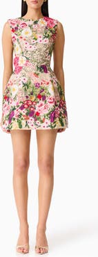 Elliatt Floral Embroidered Tulip Skirt Minidress
