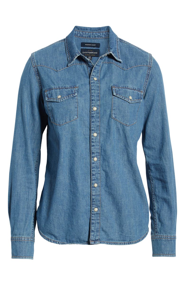Lucky Brand Chambray Western Shirt, Alternate, color, 