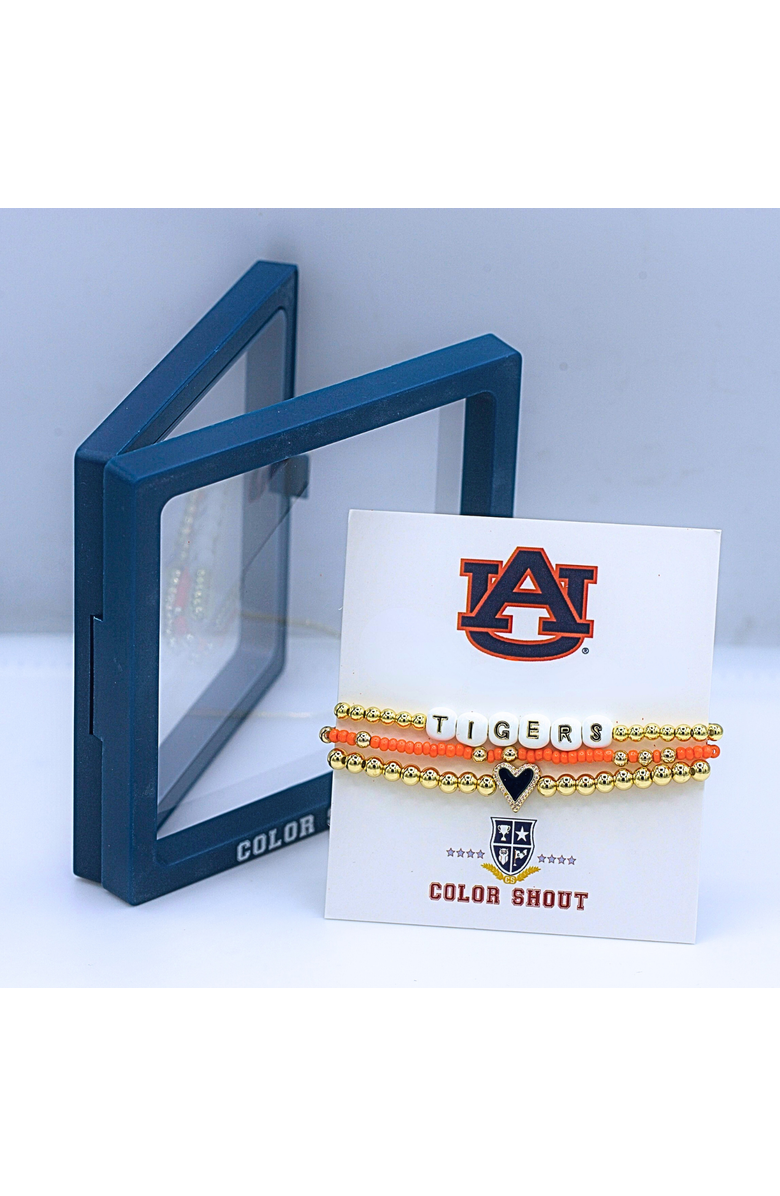 Color Shout Auburn University Love My College Bracelet Stack, Alternate, color, Yellow Gold