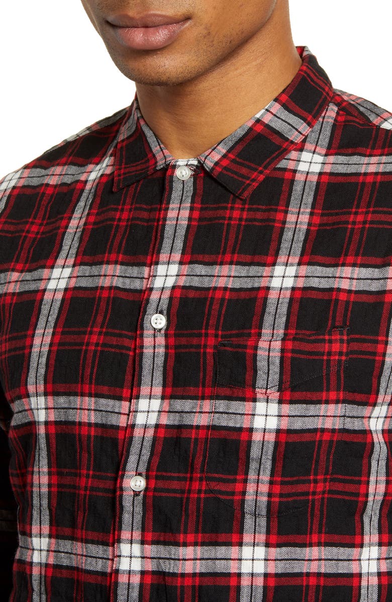 Officine Générale Plaid Button-Up Flannel Shirt, Alternate, color, 
