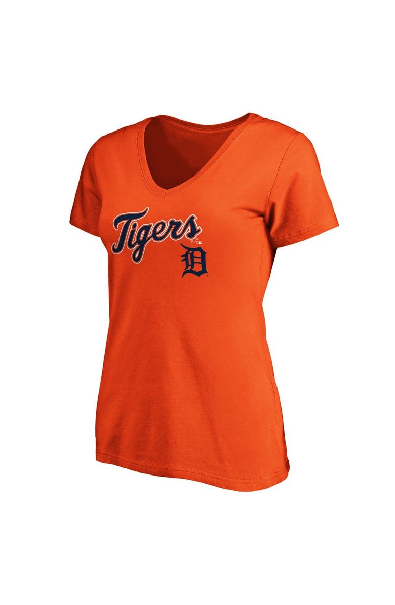 FANATICS Women's Fanatics Branded Orange Detroit Tigers Team Logo Lockup V-Neck T-Shirt, Alternate, color, 