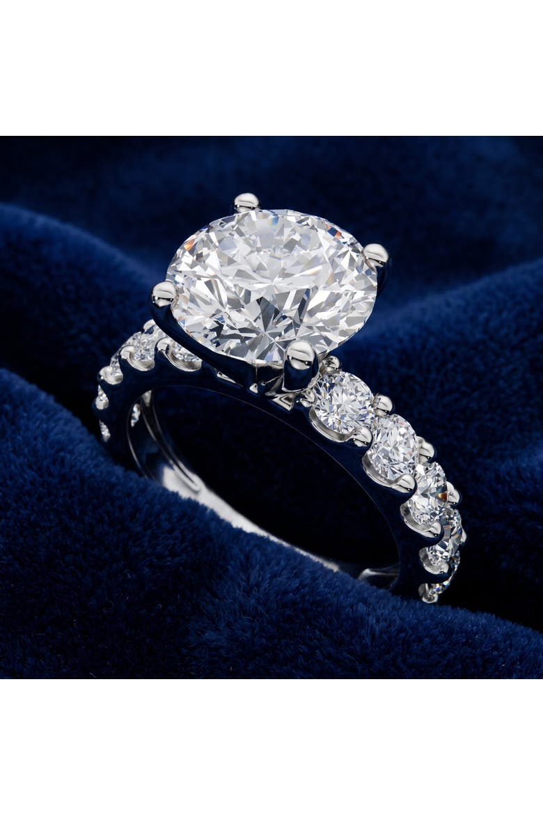 Certified 4Ct Round Cut Diamond Accent Engagement Ring 14k Gold Lab Grown, Alternate, color, 14k White Gold