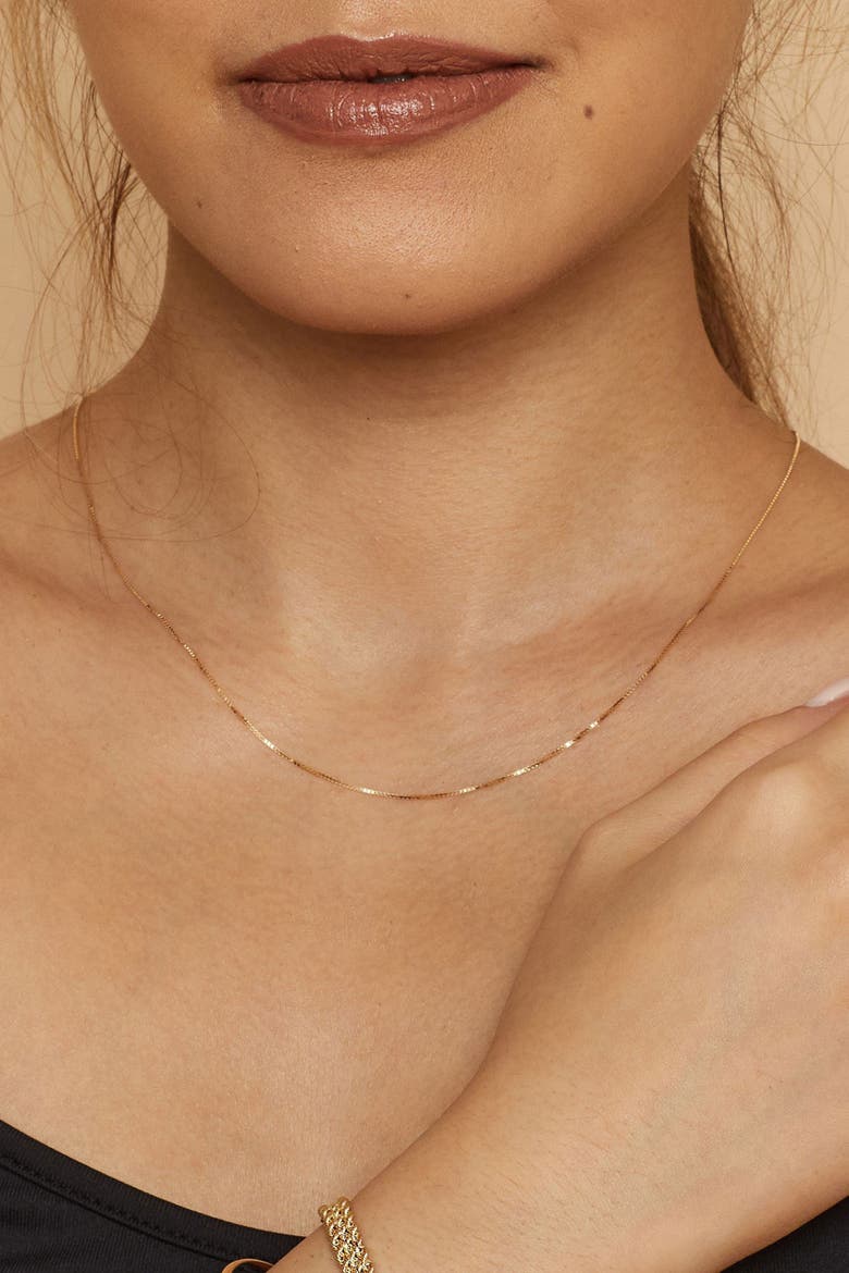 14K Gold Bodega Box Chain, Alternate, color, Yellow Gold