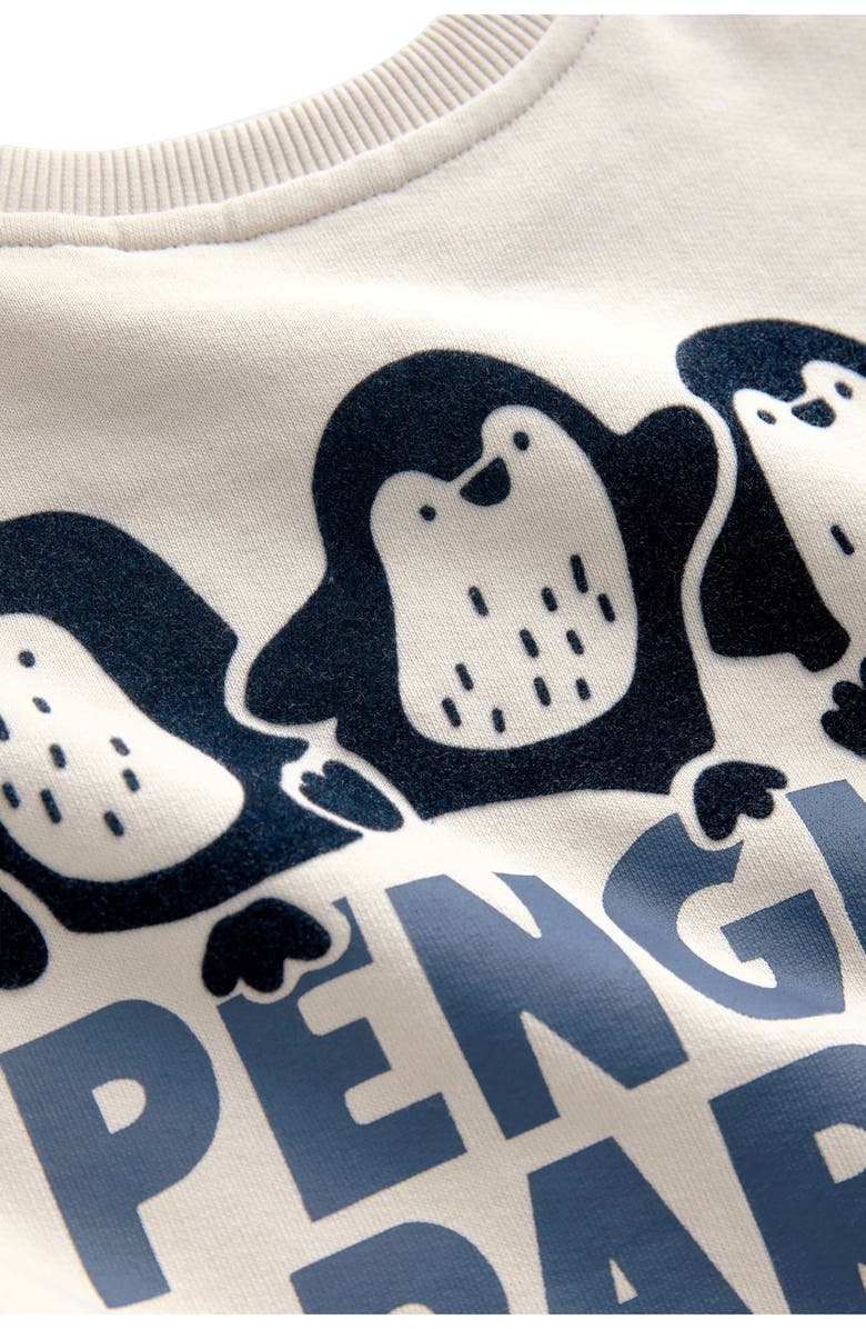 NEXT Kids' Penguin Party Graphic Sweatshirt & Striped Pants Set, Alternate, color, Ivory/Blue