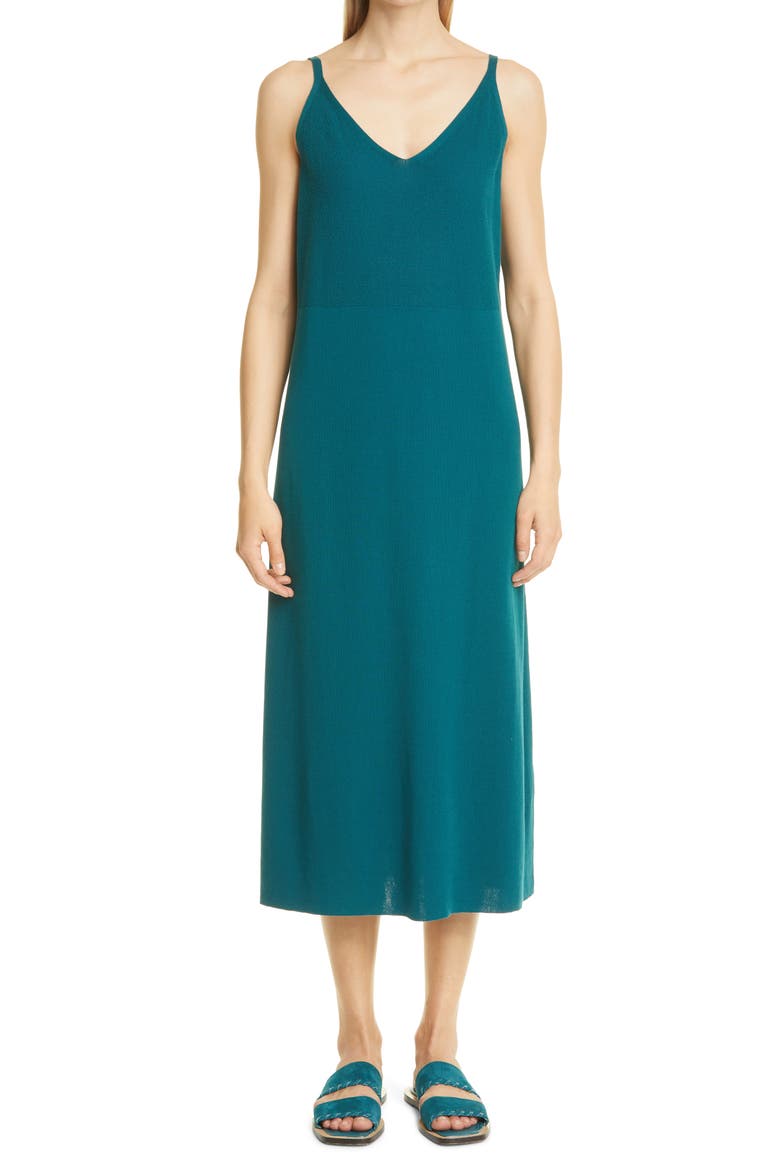 Cotton Crepe Midi Sweater Dress, Main, color, DEEP LAGOON