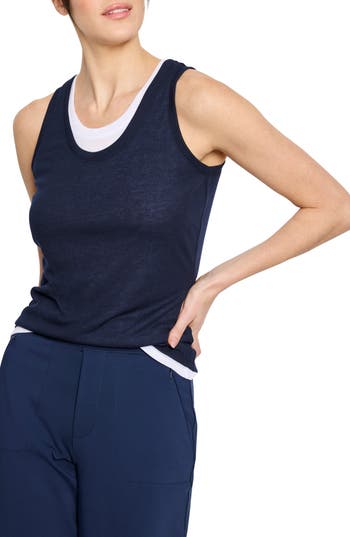 Nz Active By Nic+zoe Gauzy Double Layer Tank In Blue