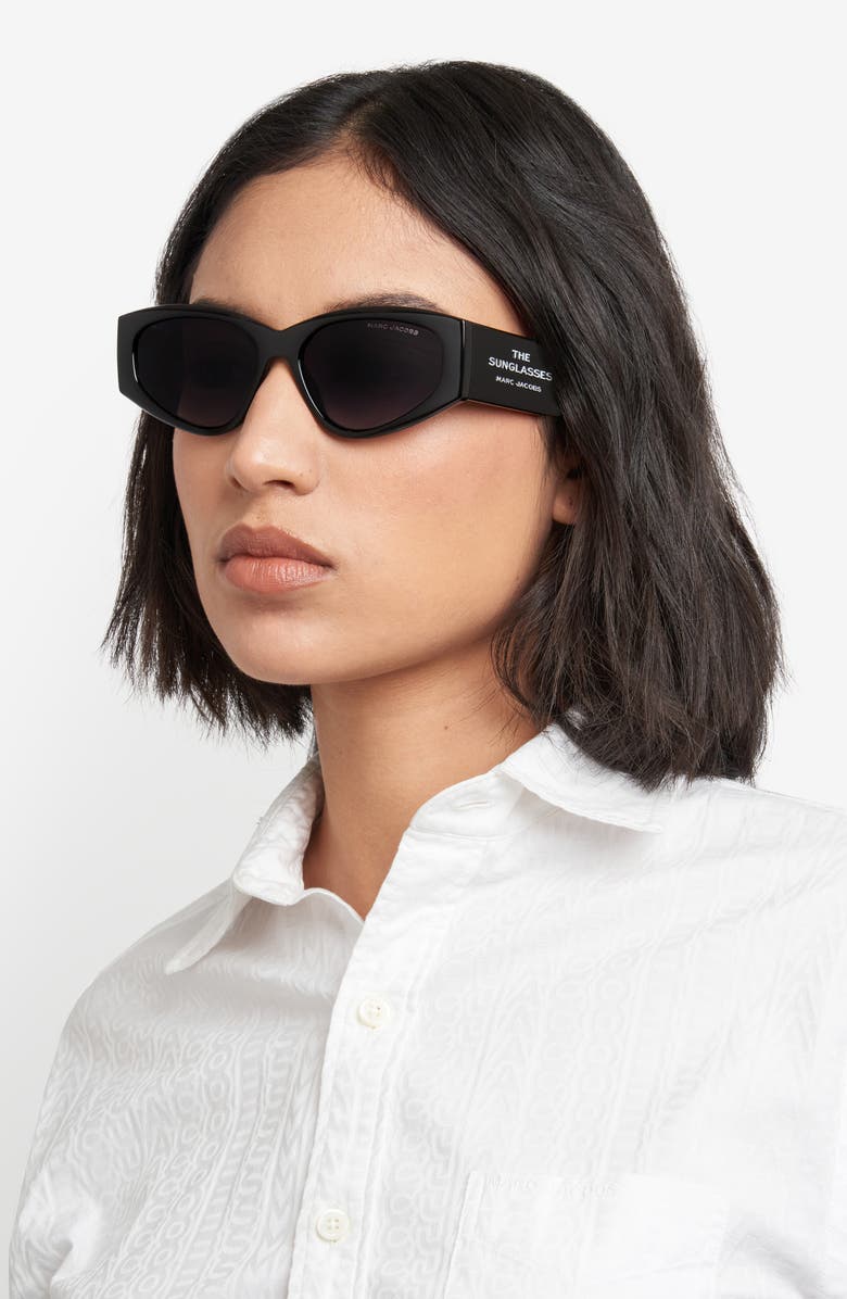 Marc Jacobs 56mm Gradient Cat Eye Sunglasses, Alternate, color, Black
