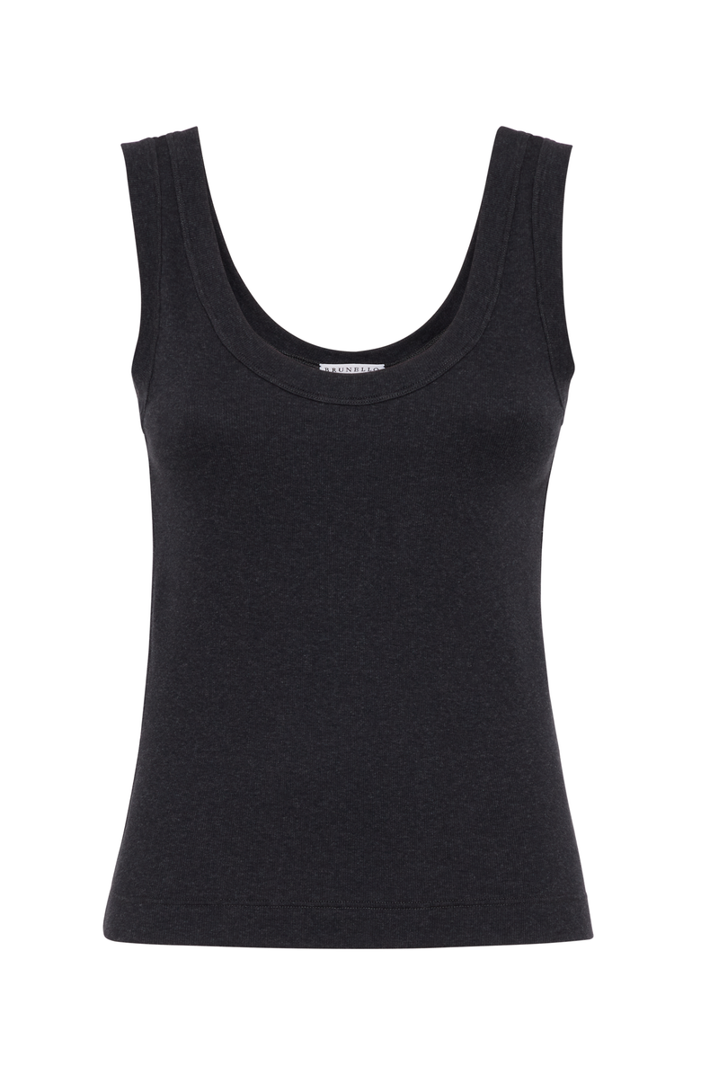 Brunello Cucinelli Ribbed jersey top, Main, color, 