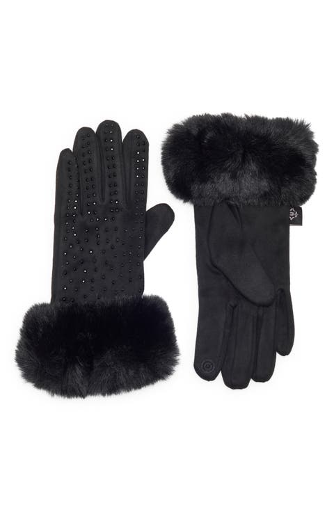 Plush Faux Fur Cuff Tech Gloves