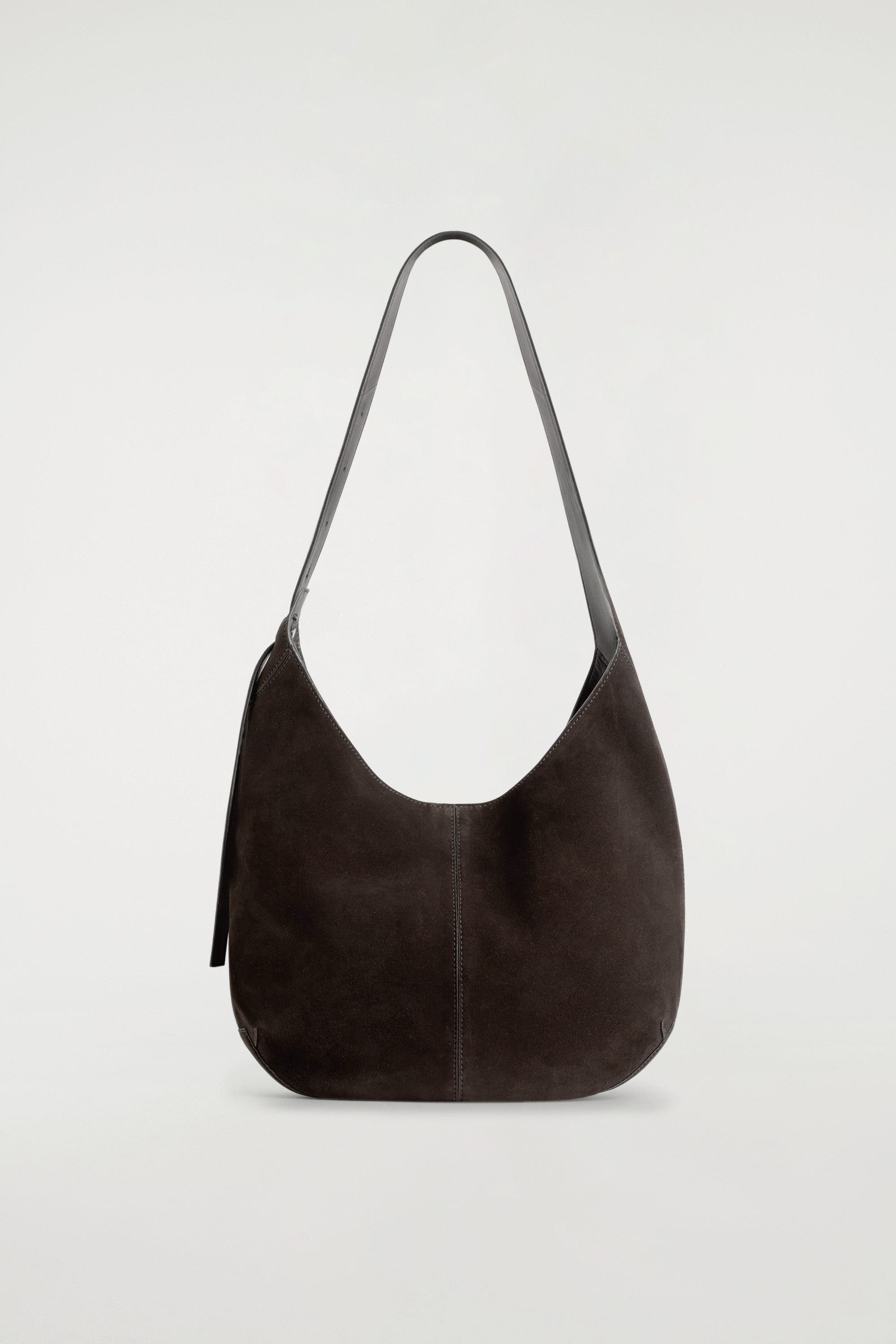 COS Knoll Shoulder Bag - Suede, Alternate, color, Ebony