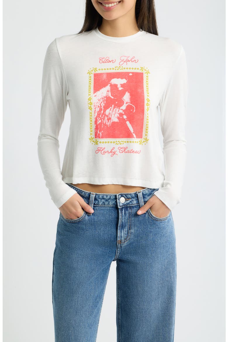 Elton John Honky Chateau Graphic Long Sleeve T-Shirt, Main, color, VINTAGE WHITE