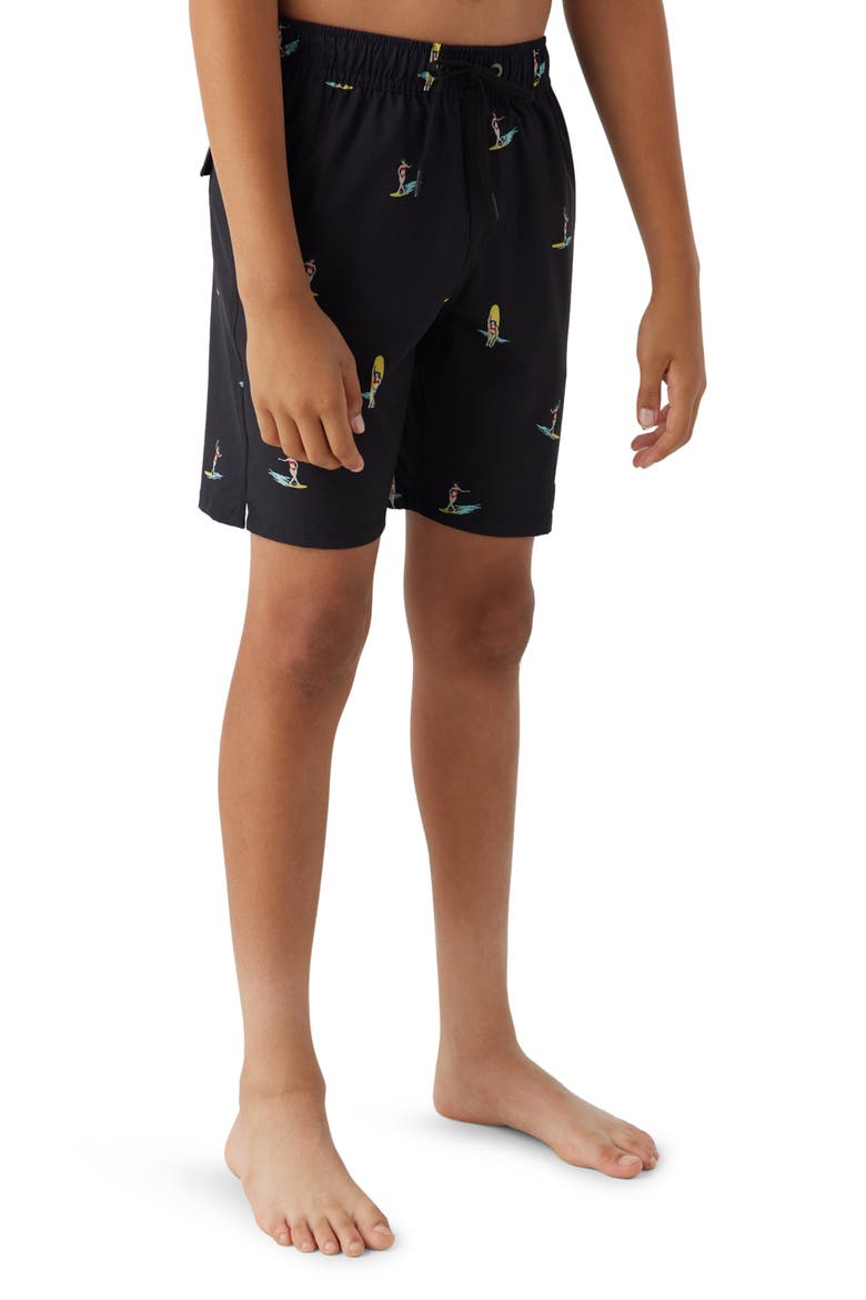 Hermosa Swim Trunks, Alternate, color, BLACK/ SURFBOARD