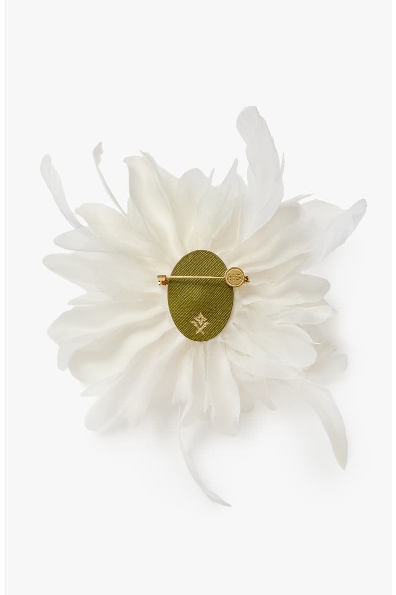 The White Dahlia Duster Floral Brooch, Alternate, color, White