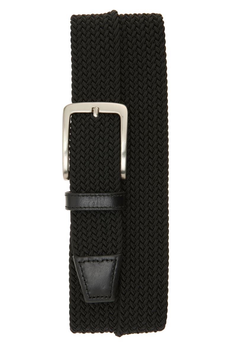 Stretch Woven Belt, Main, color, BLACK KNIT