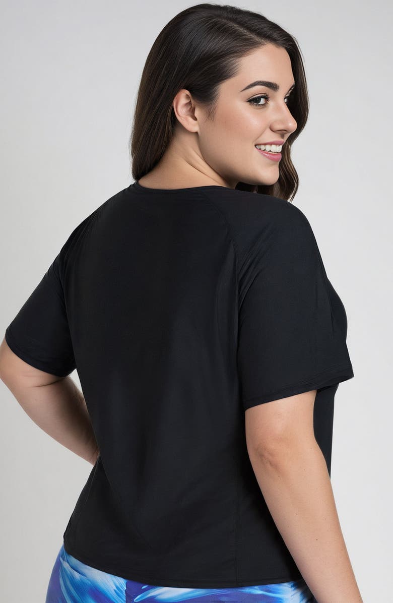 Calypsa Plus Size Loose Fit Adele Swim Top, Alternate, color, Black