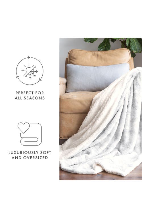 Ienjoy Home Faux Fur Throw Blanket In Light Gray