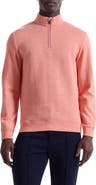 Bugatchi Chevron Quarter Zip Cotton Blend Pullover