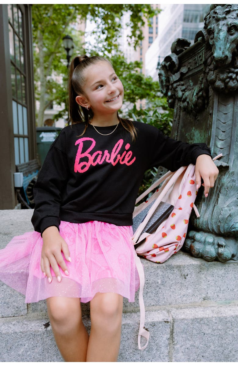 Barbie Long Sleeve Tulle Dress, Alternate, color, Black