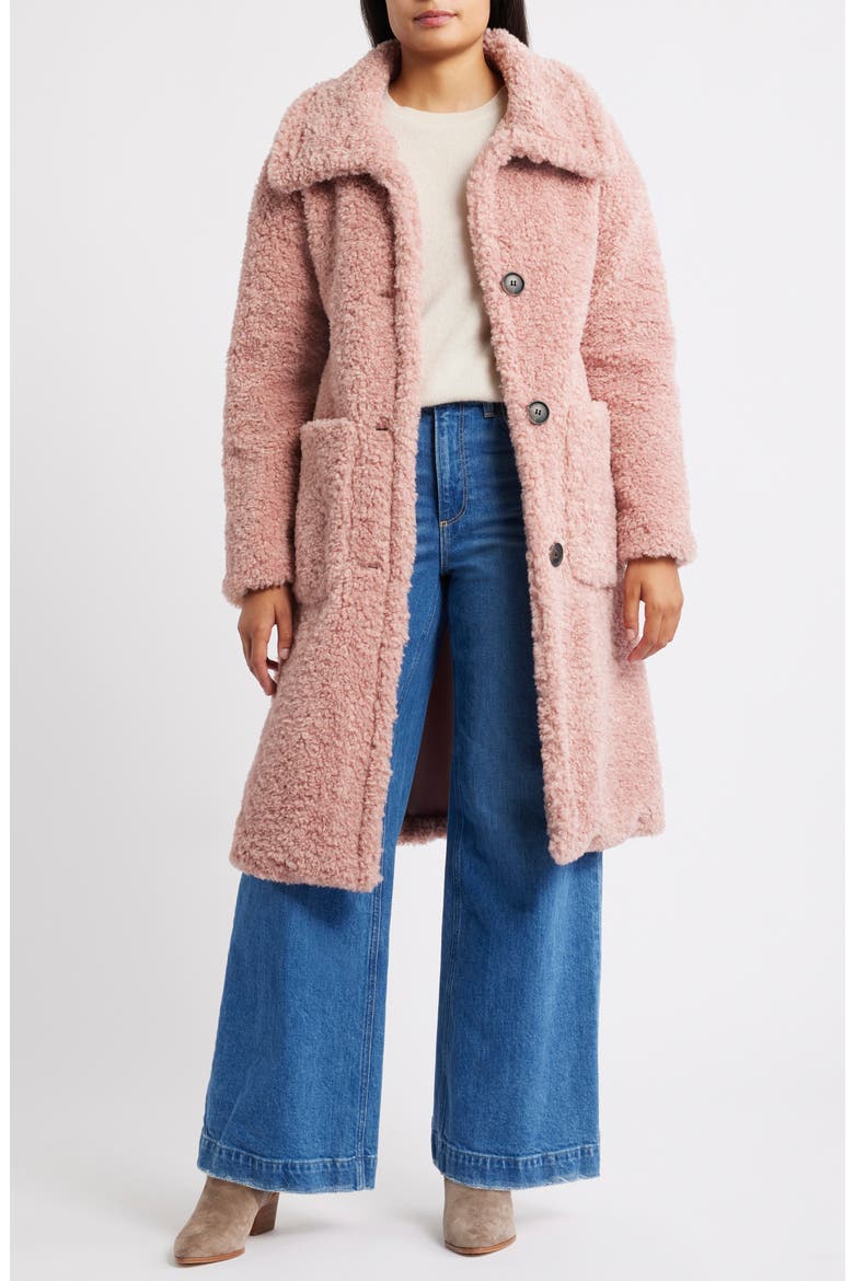 Long Teddy Coat, Alternate, color, ROSE PINK
