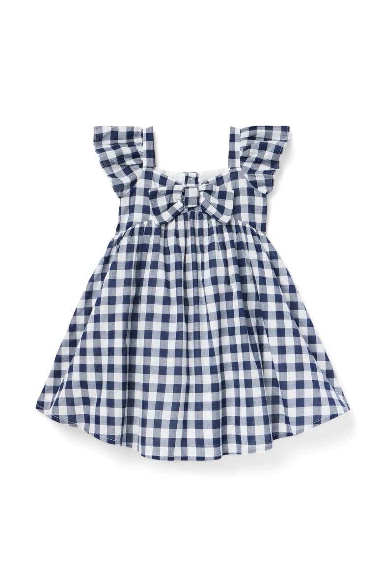 Janie and Jack Gingham Bow Dress, Main, color, Blue