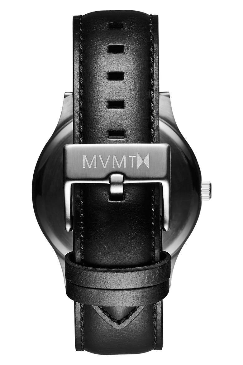 Leather Strap Watch, 40mm, Alternate, color, BLACK/ BLACK