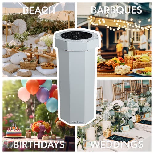 Happimess Fleur 25-gallon Classic Disposable Corrugated Cardboard Event Trash Can And Recycling Bin In Gray