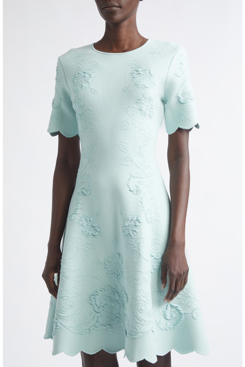 Hibiscus Jacquard Knit Fit & Flare Dress, Alternate, color, SALTWATER