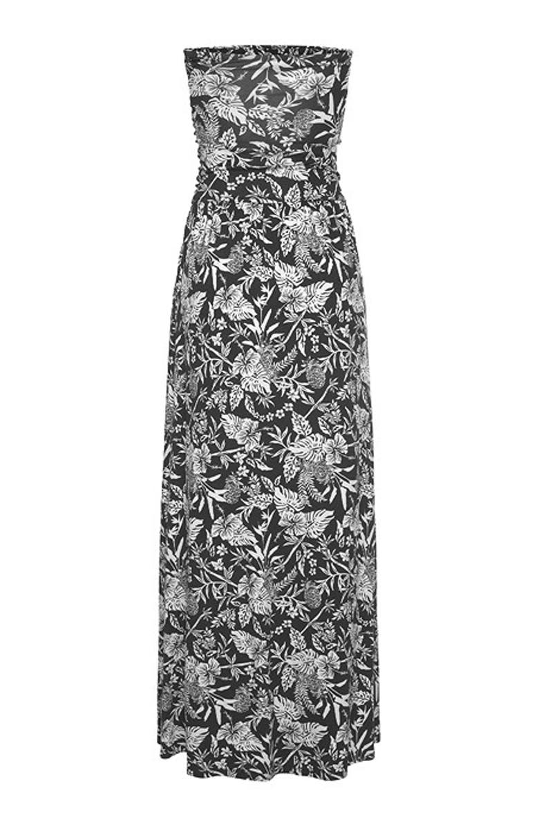 LASCANA Women's Bandeau Maxi Dress, Alternate, color, Black & White