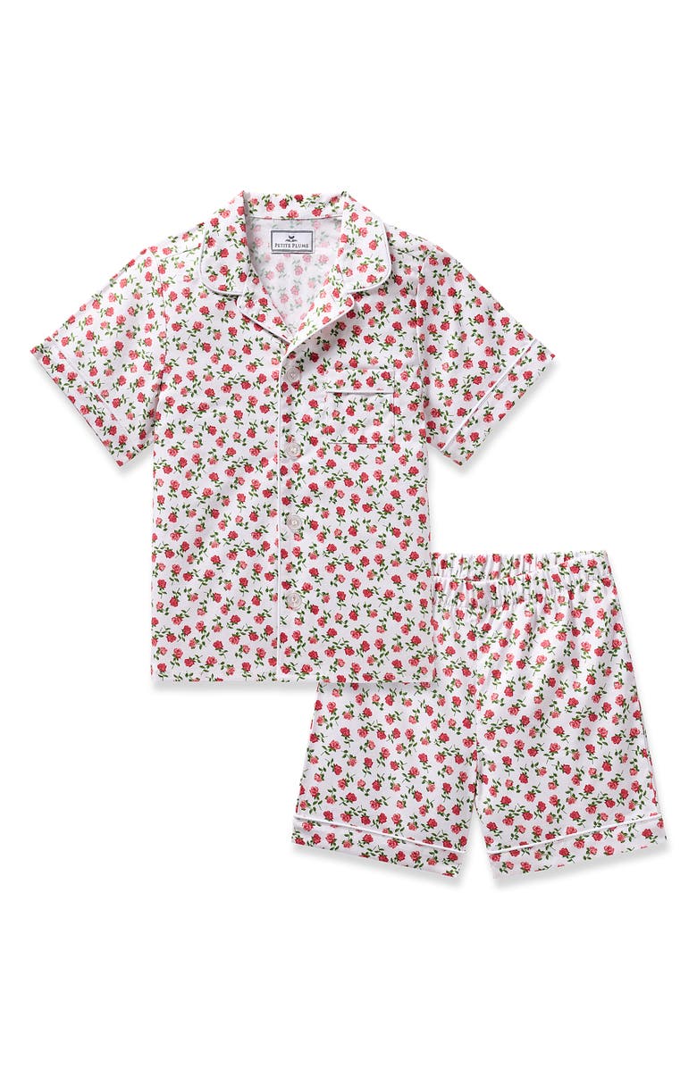 Petite Plume Kids' Floral Print Two-Piece Short Pajamas, Main, color, 