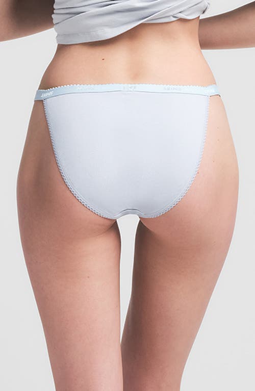 Skims Lightweight Cotton Logo Picot String Bikini In Zen Blue Tonal