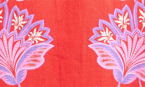 Farm Rio Porcelain Garden Embroidered Scallop-hem Midi Skirt In Red
