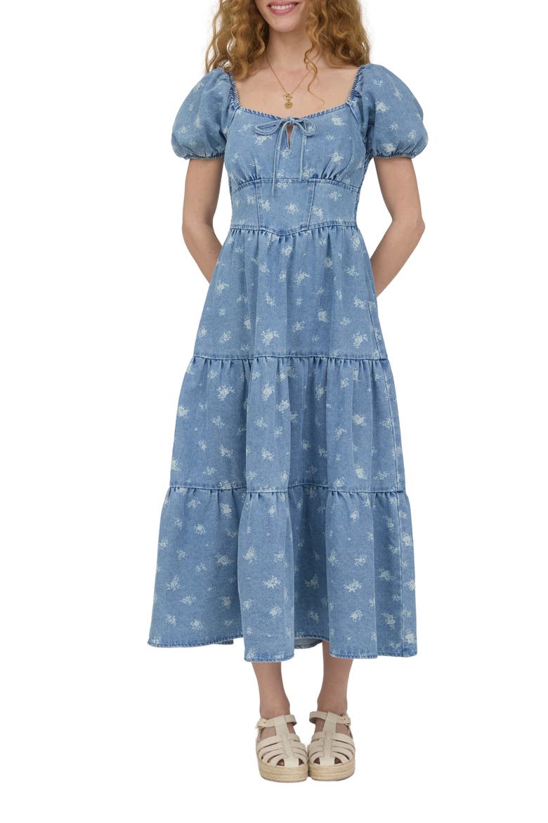 Floral Midi Dress, Main, color, DENIM BLUE