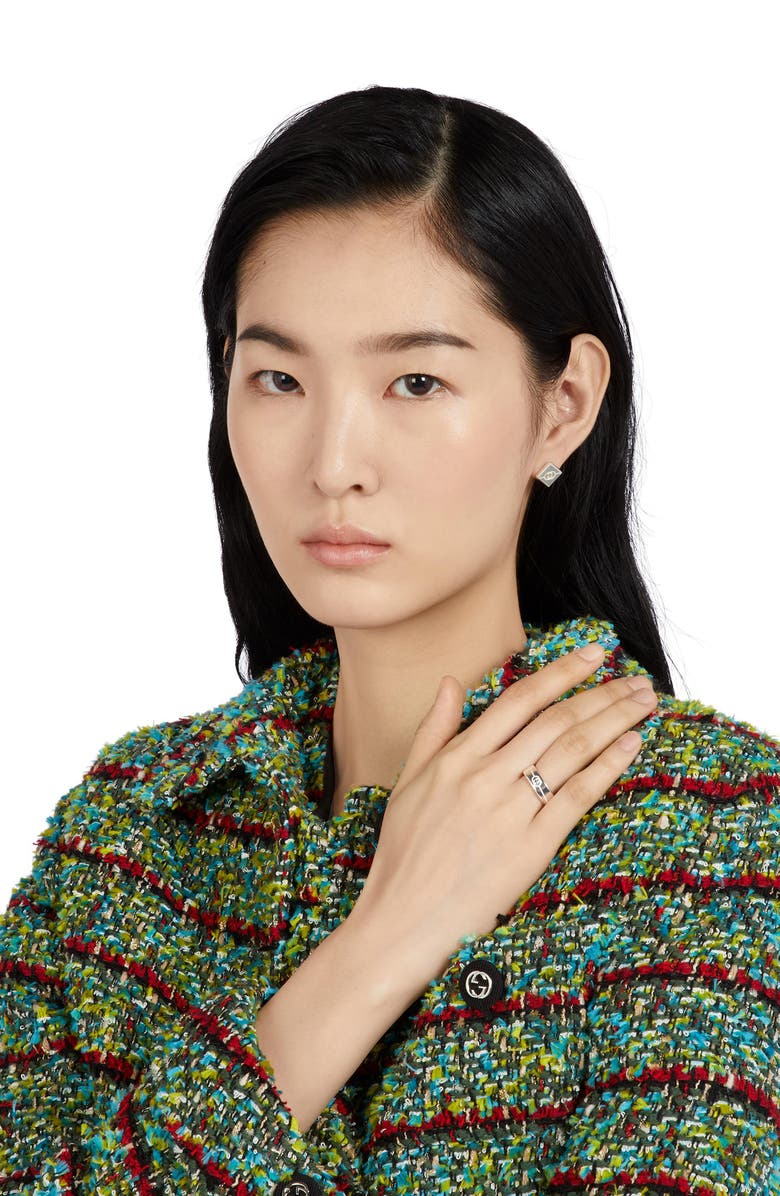 Gucci Interlocking-G Tag Sterling Silver Ring, Alternate, color, Silver