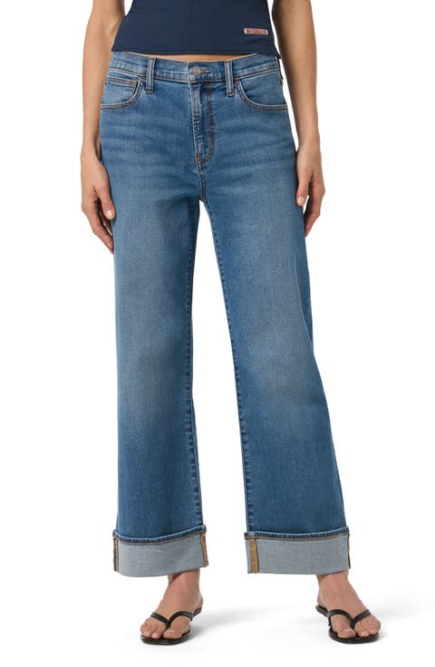 Rosalie High Waist Cuffed Wide Leg Jeans (Waipo)