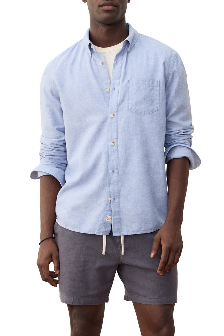 Better-than-Linen Hemp Blend Button-Down Shirt, Main, color, CHAMBRAY