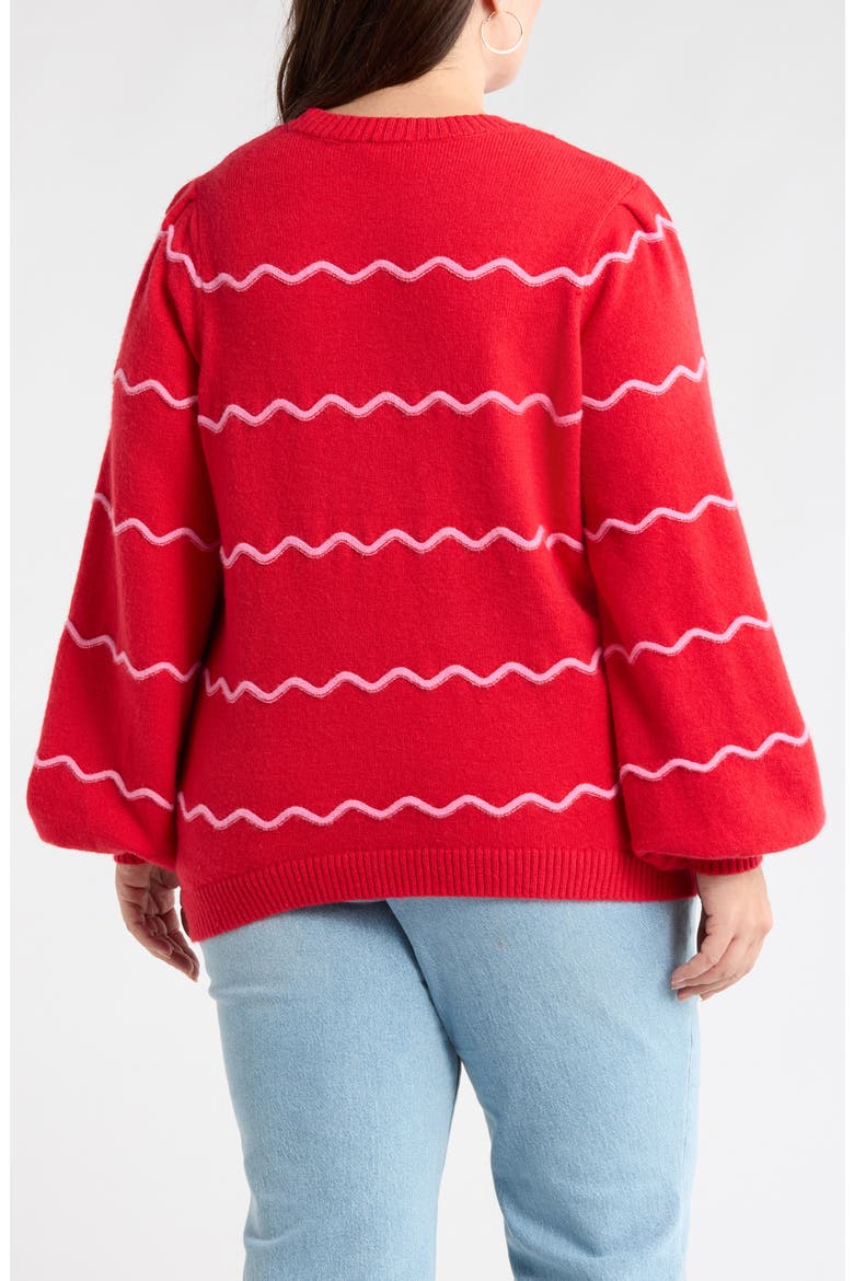 Maeverly Wavy Stripe Sweater, Alternate, color, RED-FUCHSIA