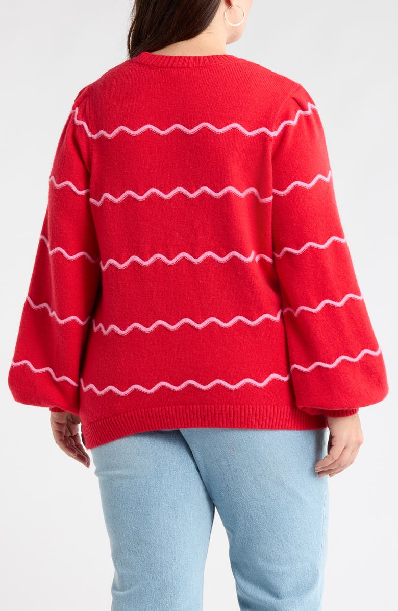 SUGARLIPS Maeverly Wavy Stripe Sweater, Alternate, color, Red-Fuchsia
