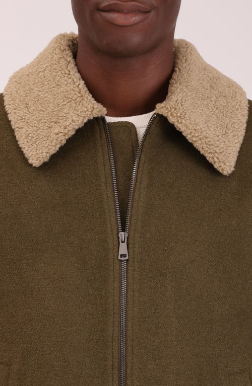 Bagatelle Felted Wool Blend Aviator Jacket In Green