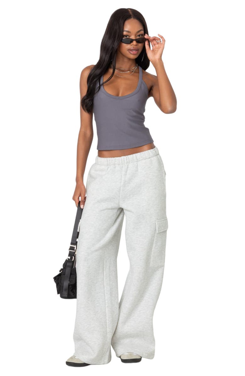 EDIKTED Racerback Stretch Tank, Alternate, color, Gray