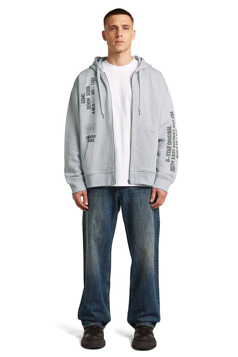 Stencil Graphic Relaxed Full Zip Hoodie, Alternate, color, LIGHT GREY HTR