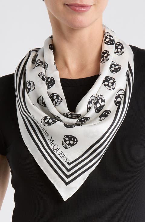 Skull Print Silk Scarf