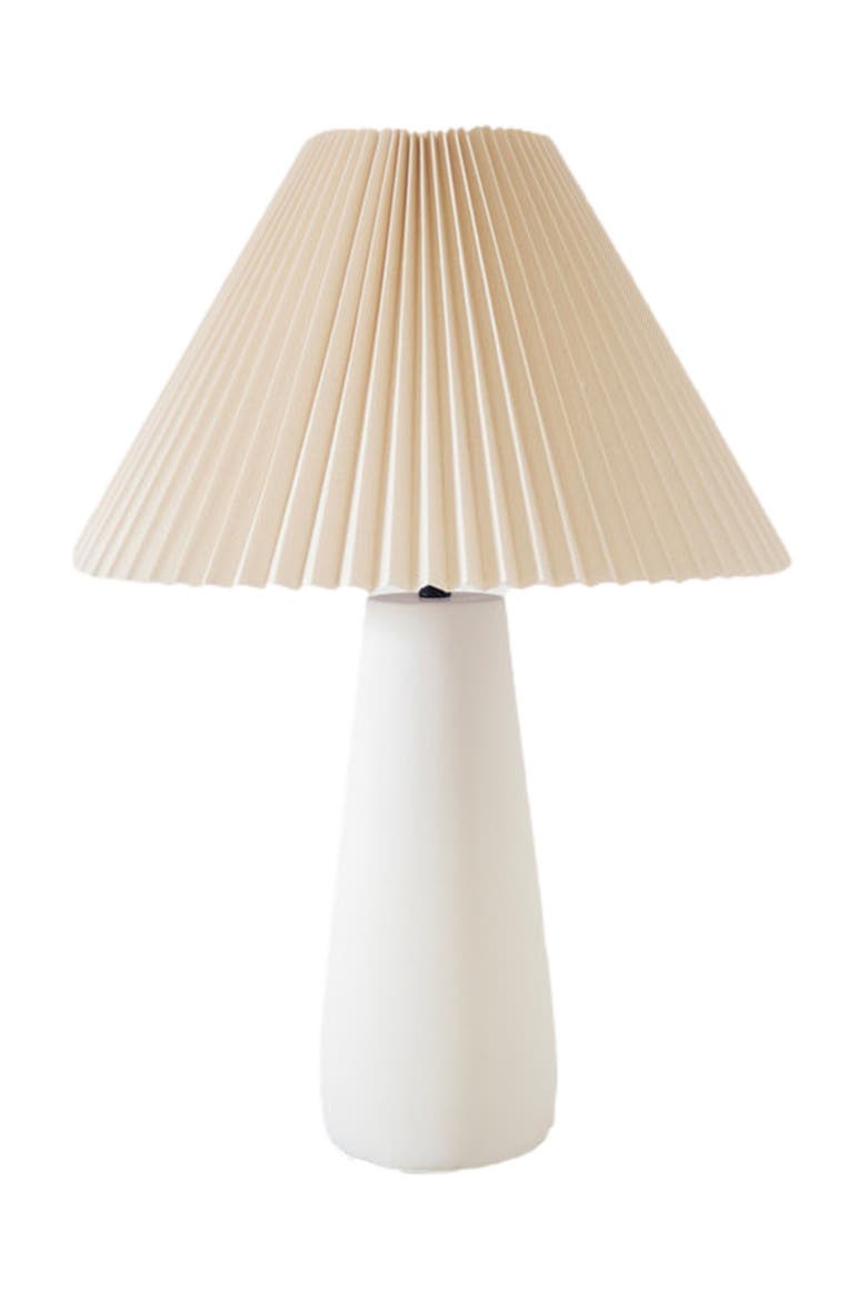 Gwen 25" LED Modern Table Lamp with Cream Pleated Fabric Shade and Weighted Base, Bulb Included, Alternate, color, Cream
