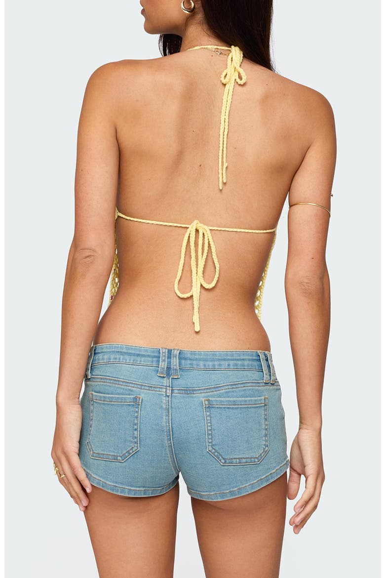 Miel Crochet Backless Halter Top, Alternate, color, YELLOW